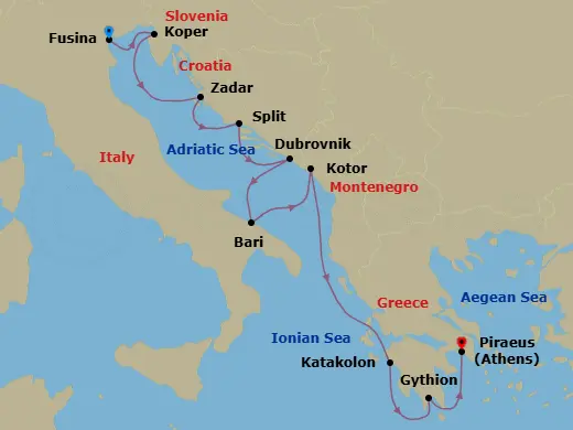 Itinerary schematic diagram