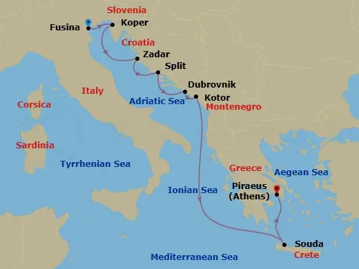 Itinerary schematic diagram