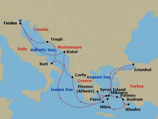 Itinerary schematic diagram