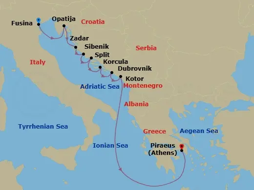 Itinerary schematic diagram