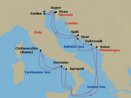 Itinerary schematic diagram
