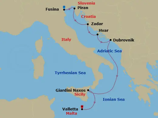 Itinerary schematic diagram
