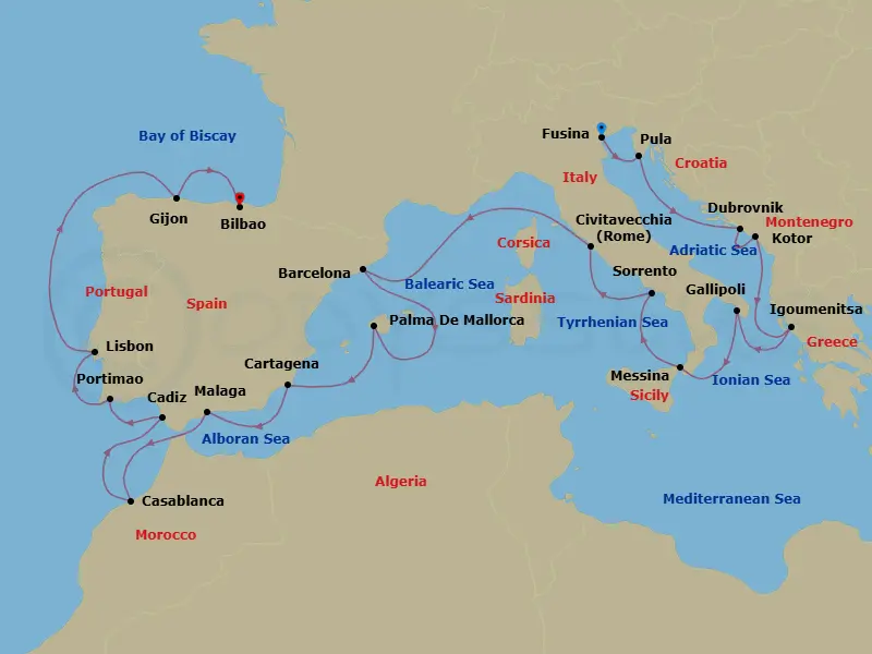 Itinerary schematic diagram