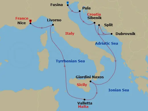 Itinerary schematic diagram