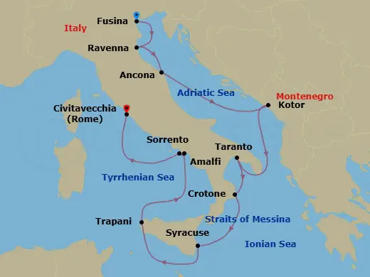 Itinerary schematic diagram