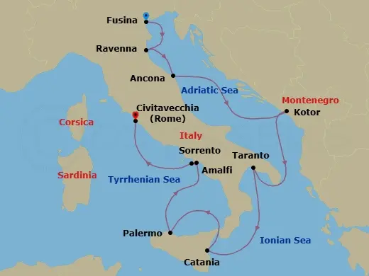 Itinerary schematic diagram