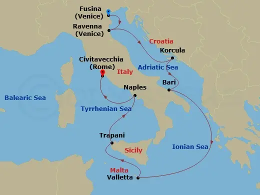 Itinerary schematic diagram