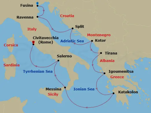 Itinerary schematic diagram