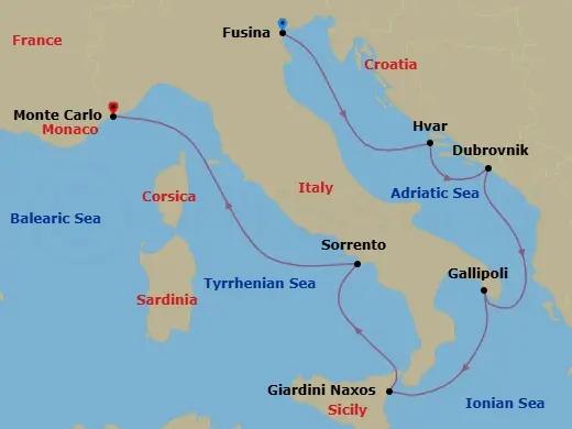 Itinerary schematic diagram
