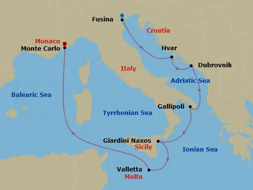 Itinerary schematic diagram