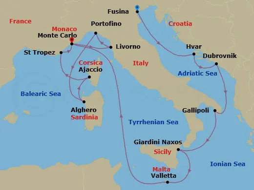 Itinerary schematic diagram