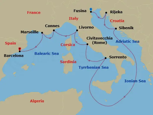 Itinerary schematic diagram