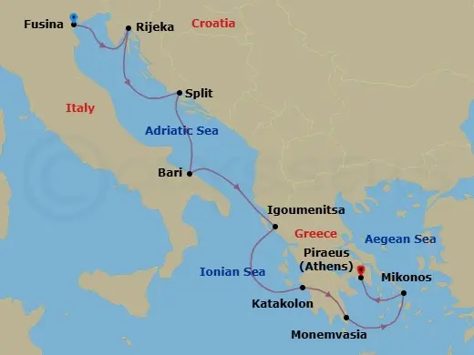 Itinerary schematic diagram