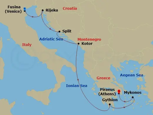 Itinerary schematic diagram