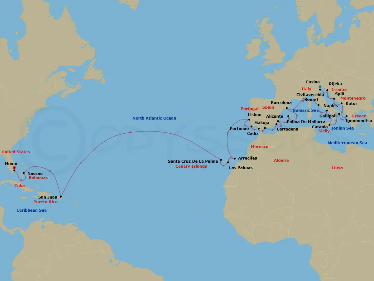 Itinerary schematic diagram