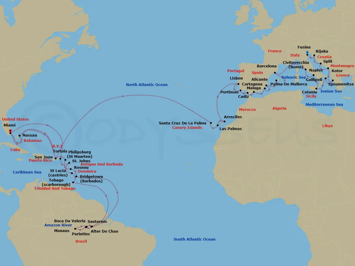 Itinerary schematic diagram