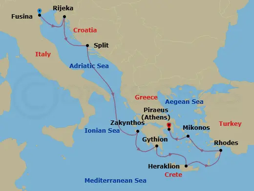 Itinerary schematic diagram