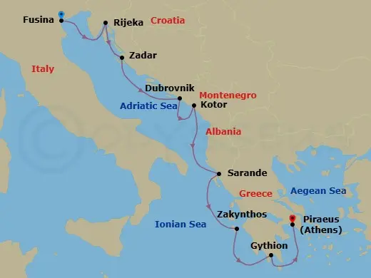 Itinerary schematic diagram