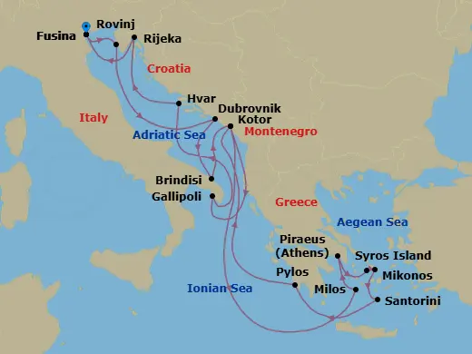 Itinerary schematic diagram