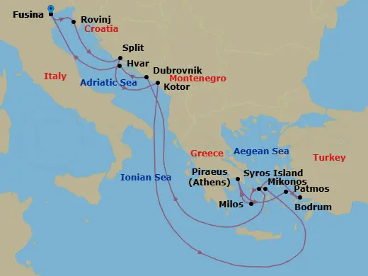 Itinerary schematic diagram