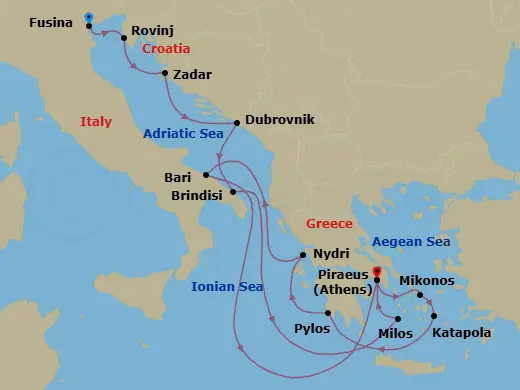 Itinerary schematic diagram