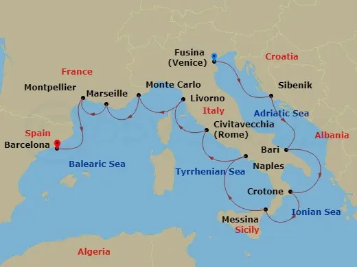 Itinerary schematic diagram