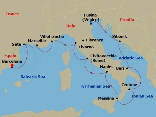 Itinerary schematic diagram