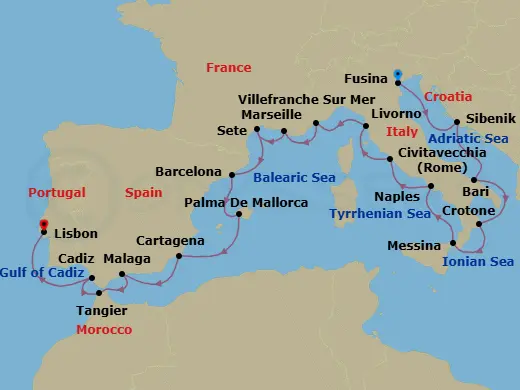 Itinerary schematic diagram