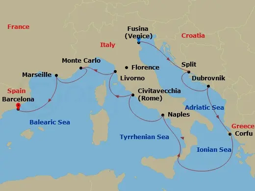 Itinerary schematic diagram