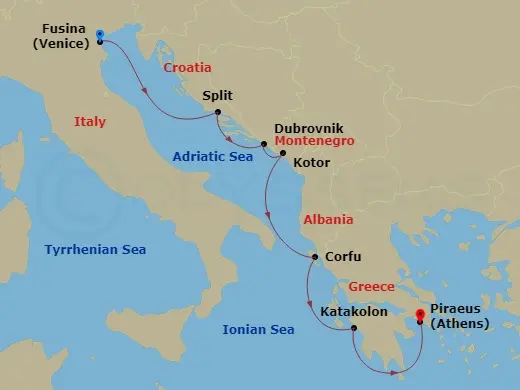 Itinerary schematic diagram