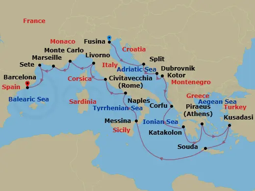 Itinerary schematic diagram