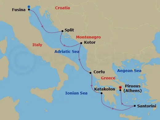 Itinerary schematic diagram