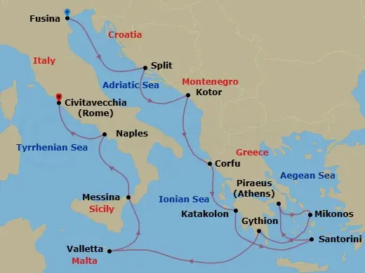 Itinerary schematic diagram