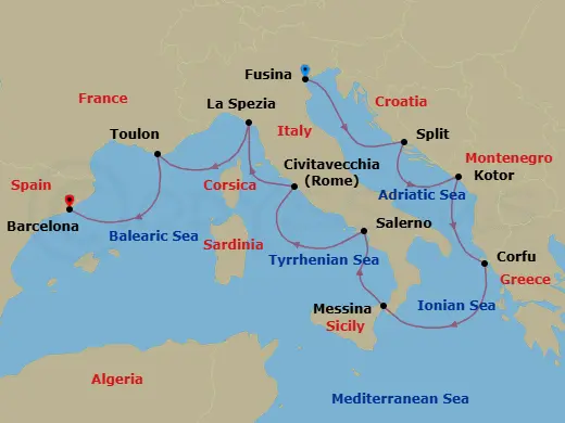 Itinerary schematic diagram