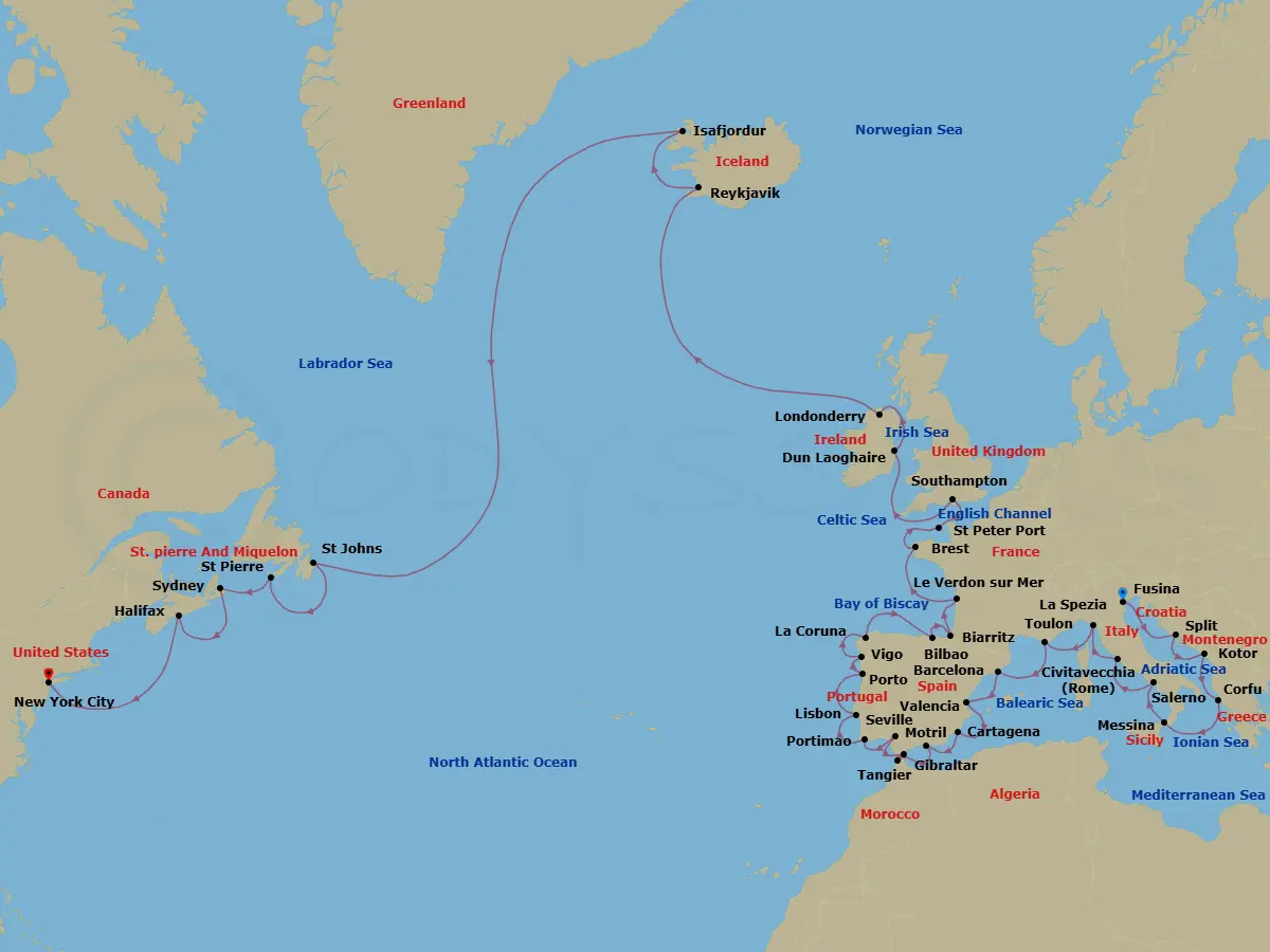 Itinerary schematic diagram