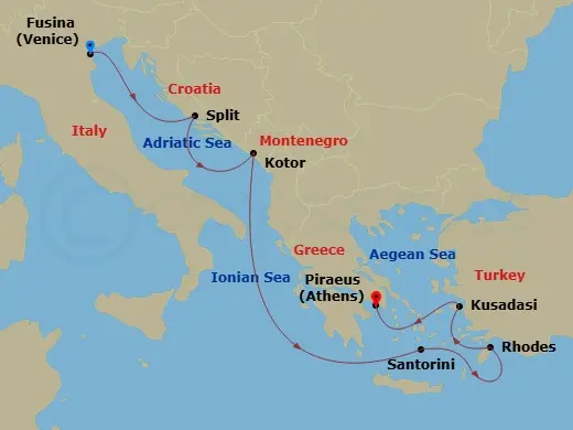 Itinerary schematic diagram