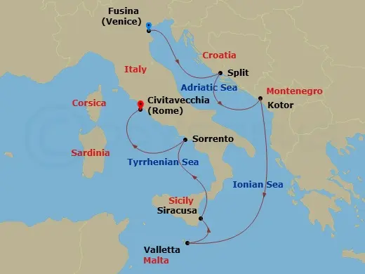 Itinerary schematic diagram