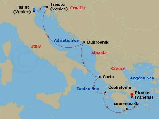 Itinerary schematic diagram