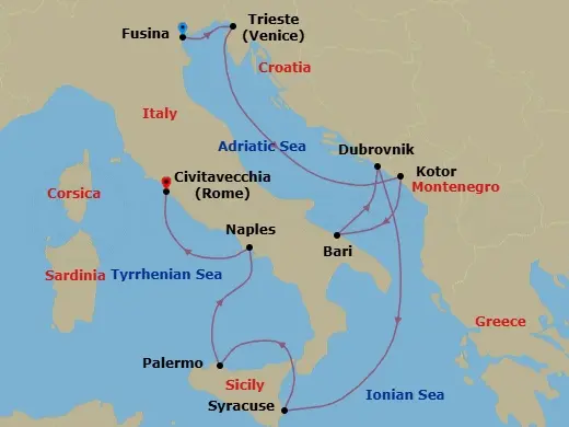 Itinerary schematic diagram