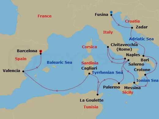 Itinerary schematic diagram