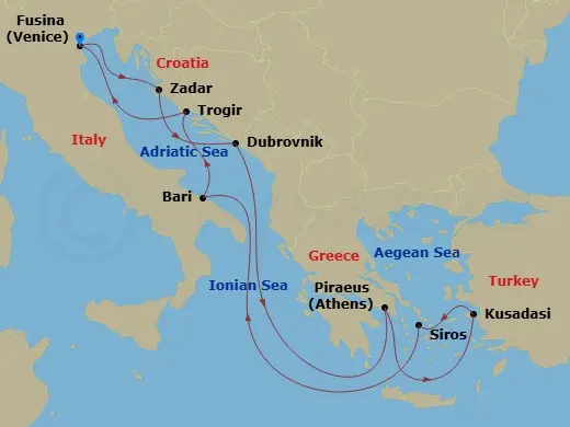 Itinerary schematic diagram