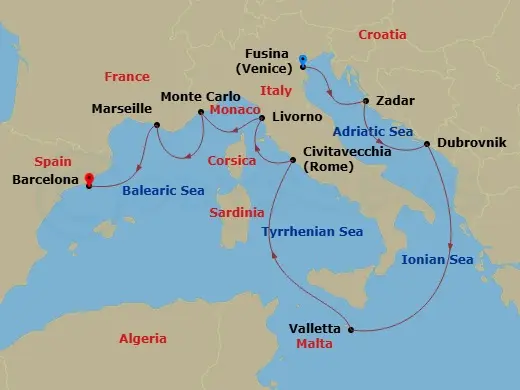 Itinerary schematic diagram
