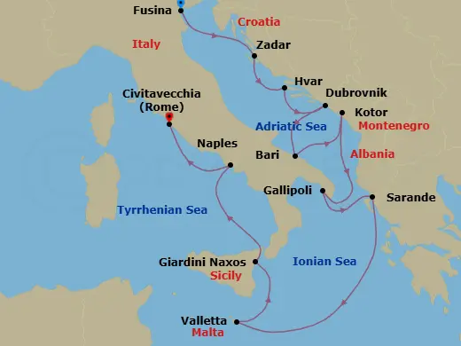 Itinerary schematic diagram