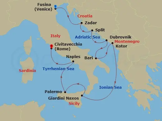 Itinerary schematic diagram