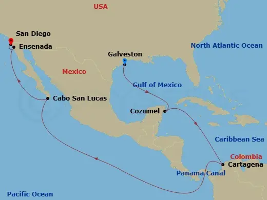 Itinerary schematic diagram