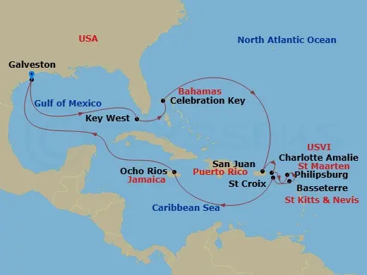 Itinerary schematic diagram