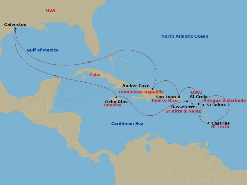 Itinerary schematic diagram