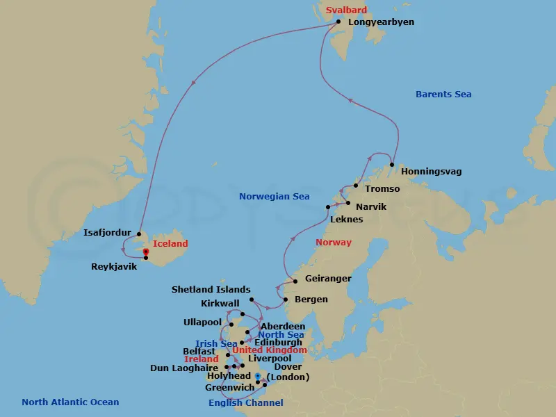 Itinerary schematic diagram