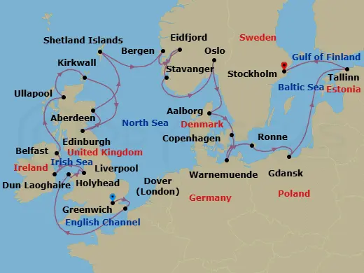 Itinerary schematic diagram