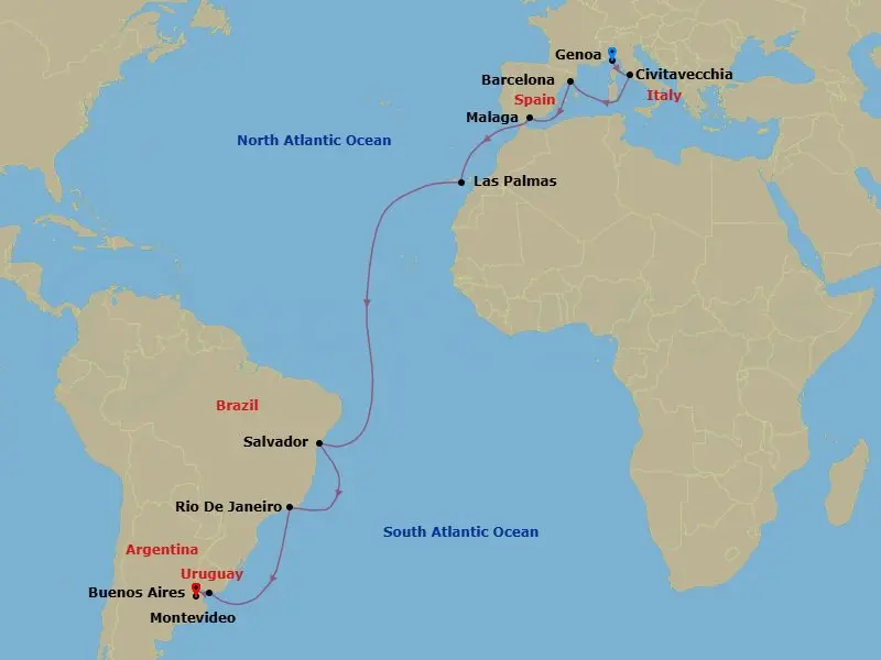 Itinerary schematic diagram